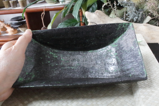 黒緑くりぬき長方鉢